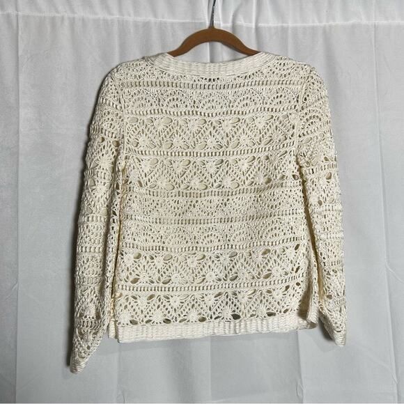 Adam Lippes Cream Open Lace Lined Cardigan Jacket Size 4 - Picture 2 of 6